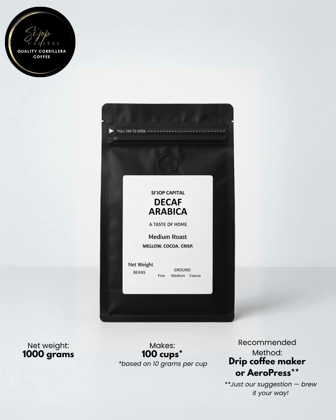 Decaf Arabica 1000 grams (Pre-order only) - Si'jop Capital Specialty Coffee